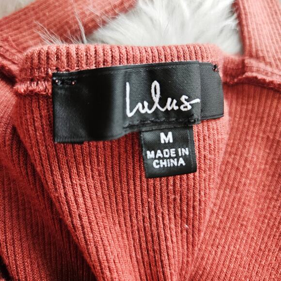 Lulus Bodysuit Medium Dusty Rose Pink Ribbed One Piece Cross Back Sleeveless - Picture 16 of 16